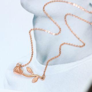 18k Rose Gold Plated Rose Pendant Necklace