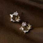 Rhinestone Stud Earring 1 Pair - A194 - Silver & Gold - One Size