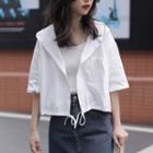 Short-sleeve Hooded Cropped Blouse