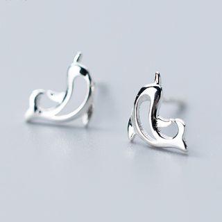 925 Sterling Silver Dolphin Earring S925 Silver Stud - 1 Pair - Silver - One Size