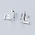 925 Sterling Silver Dolphin Earring S925 Silver Stud - 1 Pair - Silver - One Size