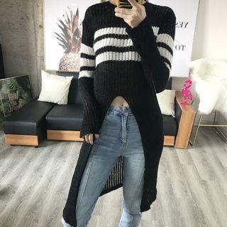 Dip-back Striped Sweater