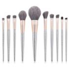 Set Of 10: Makeup Brushes T-10-166 - 10 Pcs - Silver - One Size