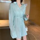 Long-sleeve Chiffon Mini Shirt Dress