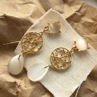 Cat Eye Stone Dream Catcher Dangle Earring E975 - 1 Pair Stud Earring - One Size