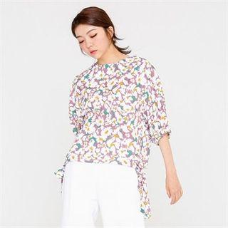 Tie-detail Floral-pattern Blouse