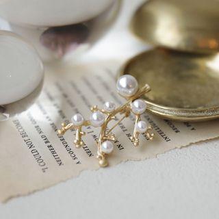 Faux-pearl Brooch Gold - One Size