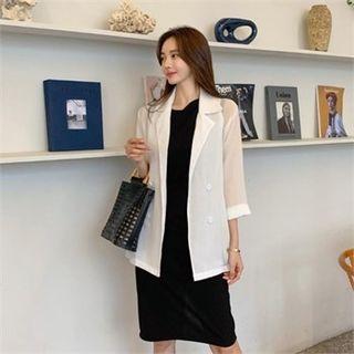 3/4-sleeve Sheer Blazer