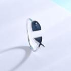 925 Sterling Fish Open Ring Rs314 - Blue - One Size