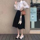 Puff Sleeve Shirt / Midi A-line Skirt