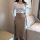 Fitted Knitted Midi Skirt