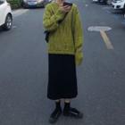 Cable Knit Sweater / Midi A-line Skirt / Set