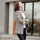 Long-sleeve T-shirt / Plaid Blazer / Set