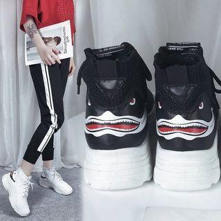 Printed Faux Leather Platform Sneakers