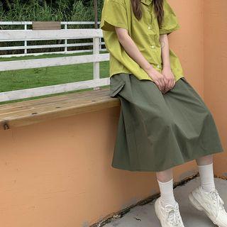 Short-sleeve Plain Shirt / Pocket Plain Skirt