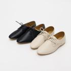 Oval-toe Pleather Oxfords