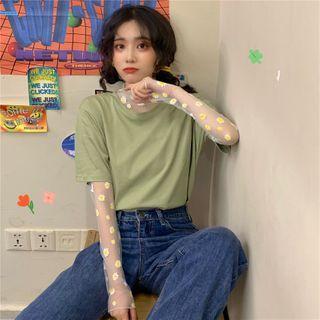 Short-sleeve T-shirt / Long-sleeve Mesh Top