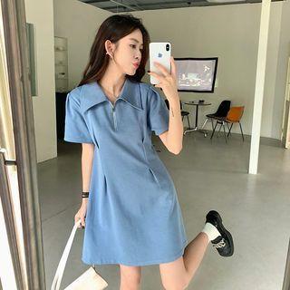 Short-sleeve Zip-up Polo Dress