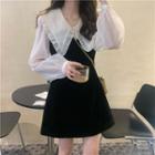 Long-sleeve Peter Pan Collar Mock Two-piece Dress