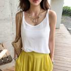 Knotted Linen Tank Top Ivory - One Size