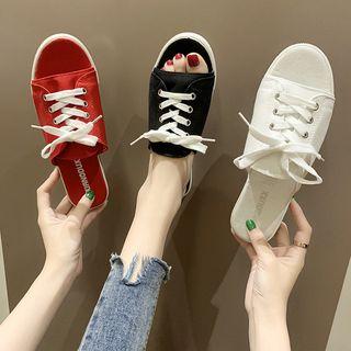 Lace-up Canvas Slide Sandals