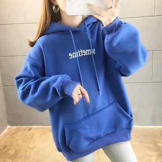 Oversize Hooded Long-sleeve Lettering Sweatshirt