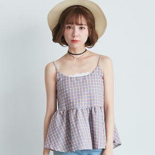 Plaid Ruffle Spaghetti Strap Top