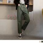 High Waist Buttoned Straight-leg Pants