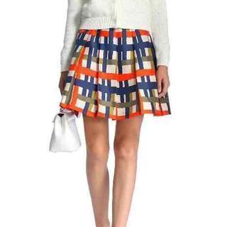 Printed Pleated A-line Skirt