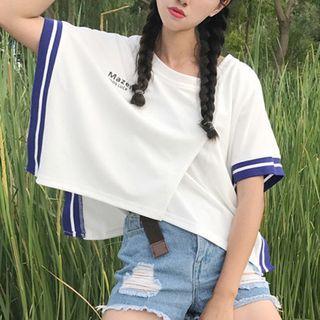 Ribbed Colour Block Short-sleeve T-shirt