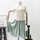 Chinese-style Embroidered Qipao Top + A-line Skirt