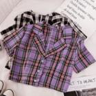 Plaid Notch Lapel Short-sleeve Shirt