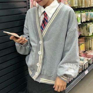 Buttoned Lettering Cardigan