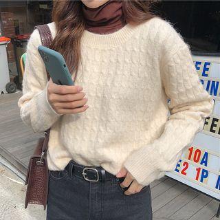 Long-sleeve Plain Knit Cropped Sweater