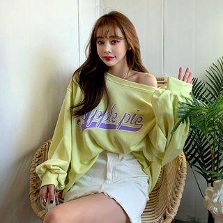 Letter-printed Fray-hem Pullover