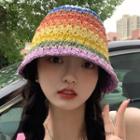 Rainbow Straw Bucket Hat Purple - One Size