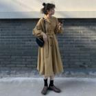 Button-up Midi Coat Dress Khaki - One Size