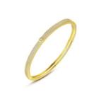 Simple Temperament Plated Gold Geometric Oval Double Row Cubic Zirconia Bangle Golden - One Size