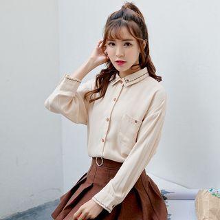 Long-sleeve Embroidery Chiffon Blouse