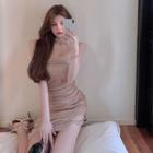 Strapless Glitter Mini Bodycon Dress Gold - One Size