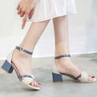 Two-tone Ankle-strap Chunky-heel Sandals