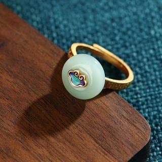 Faux Gemstone Alloy Ring Cp577 - Gold & White - One Size