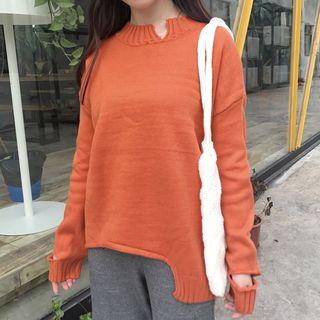 Mock-neck Cutout Long-sleeve Knit Sweater