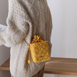 Furry Quilted Bucket Bag