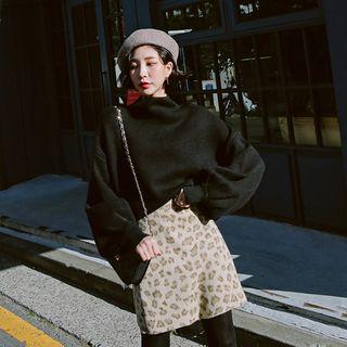 Textured Leopard A-line Skirt
