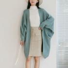 Batwing-sleeve Open Front Long Cardigan