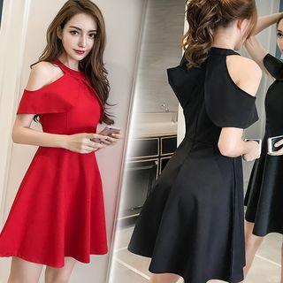 Cold Shoulder Short-sleeve Cocktail Dress