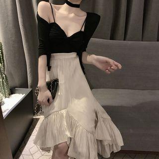 High-waist Asymmetric A-line Skirt Skirt - One Size