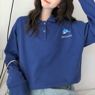 Printed Button-up Polo Shirt