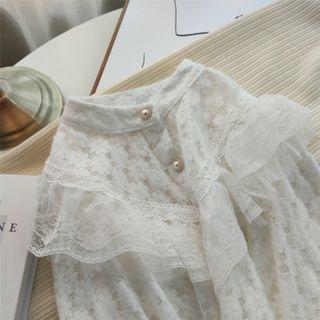 Long-sleeve Ruffle Stand-collar Shirt